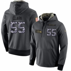 NFL Mens Nike Seattle Seahawks 55 Frank Clark Stitched Black Anthracite Salute to Service Player Performance Hoodie