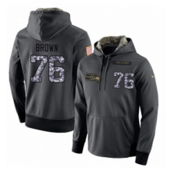 NFL Mens Nike Seattle Seahawks 76 Duane Brown Stitched Black Anthracite Salute to Service Player Performance Hoodie