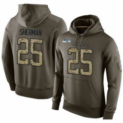 NFL Nike Seattle Seahawks 25 Richard Sherman Green Salute To Service Mens Pullover Hoodie