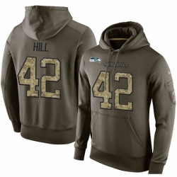 NFL Nike Seattle Seahawks 42 Delano Hill Green Salute To Service Mens Pullover Hoodie