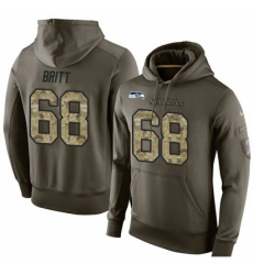 NFL Nike Seattle Seahawks 68 Justin Britt Green Salute To Service Mens Pullover Hoodie