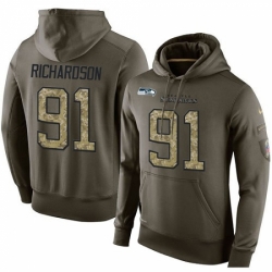 NFL Nike Seattle Seahawks 91 Sheldon Richardson Green Salute To Service Mens Pullover Hoodie
