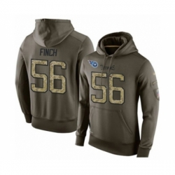 Football Mens Tennessee Titans 56 Sharif Finch Green Salute To Service Pullover Hoodie