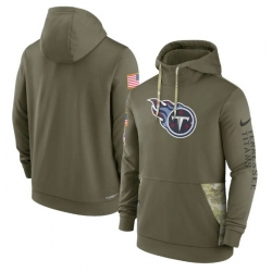 Men Tennessee Titans 2022 Olive Salute To Service Therma Performance Pullover Hoodie