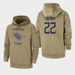 Mens Tennessee Titans 22 Derrick Henry 2019 Salute to Service Sideline Therma Pullover Hoodie Tan