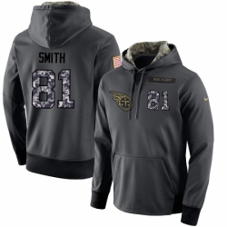 NFL Mens Nike Tennessee Titans 81 Jonnu Smith Stitched Black Anthracite Salute to Service Player Performance Hoodie