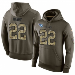 NFL Nike Tennessee Titans 22 Derrick Henry Green Salute To Service Mens Pullover Hoodie