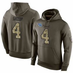 NFL Nike Tennessee Titans 4 Ryan Succop Green Salute To Service Mens Pullover Hoodie
