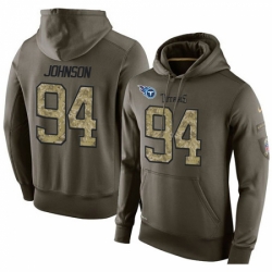 NFL Nike Tennessee Titans 94 Austin Johnson Green Salute To Service Mens Pullover Hoodie