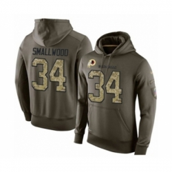 Football Mens Washington Redskins 34 Wendell Smallwood Green Salute To Service Pullover Hoodie