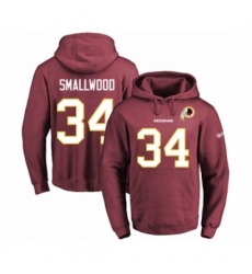 Football Mens Washington Redskins 34 Wendell Smallwood Red Name Number Pullover Hoodie