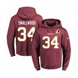 Football Mens Washington Redskins 34 Wendell Smallwood Red Name Number Pullover Hoodie