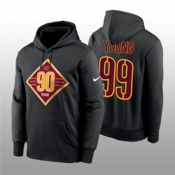 Men Washington Commanders 99 Chase Young Black 90th Anniversary Performance Pullover Hoodie