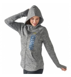 NFL Los Angeles Chargers G III 4Her by Carl Banks Womens Recovery Full Zip Hoodie Heathered Gray