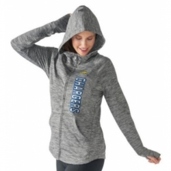NFL Los Angeles Chargers G III 4Her by Carl Banks Womens Recovery Full Zip Hoodie Heathered Gray