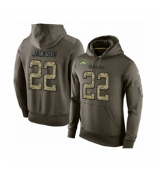 Football Los Angeles Chargers 22 Justin Jackson Green Salute To Service Mens Pullover Hoodie