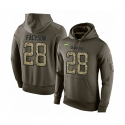 Football Los Angeles Chargers 28 Brandon Facyson Green Salute To Service Mens Pullover Hoodie