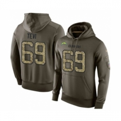 Football Los Angeles Chargers 69 Sam Tevi Green Salute To Service Mens Pullover Hoodie