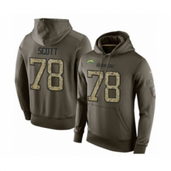 Football Los Angeles Chargers 78 Trent Scott Green Salute To Service Mens Pullover Hoodie