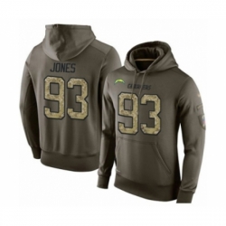 Football Los Angeles Chargers 93 Justin Jones Green Salute To Service Mens Pullover Hoodie