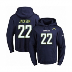 Football Mens Los Angeles Chargers 22 Justin Jackson Navy Blue Name Number Pullover Hoodie