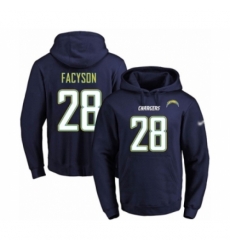 Football Mens Los Angeles Chargers 28 Brandon Facyson Navy Blue Name Number Pullover Hoodie