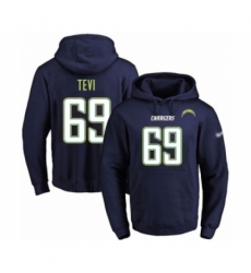 Football Mens Los Angeles Chargers 69 Sam Tevi Navy Blue Name Number Pullover Hoodie