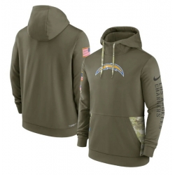 Men Los Angeles Chargers 2022 Olive Salute To Service Therma Performance Pullover Hoodie