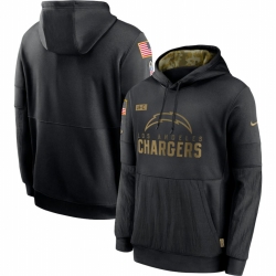 Men Los Angeles Chargers Nike 2020 Salute to Service Sideline Performance Pullover Hoodie Black