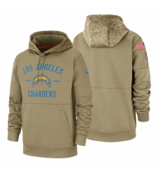 Mens Los Angeles Chargers 2019 Salute to Service Tan Sideline Therma Pullover Hoodie