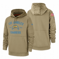 Mens Los Angeles Chargers 2019 Salute to Service Tan Sideline Therma Pullover Hoodie