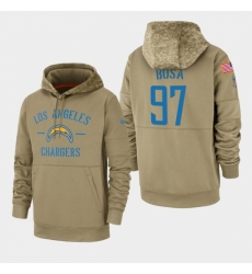 Mens Los Angeles Chargers 97 Joey Bosa 2019 Salute to Service Sideline Therma Pullover Hoodie Tan