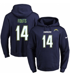NFL Mens Nike Los Angeles Chargers 14 Dan Fouts Navy Blue Name Number Pullover Hoodie