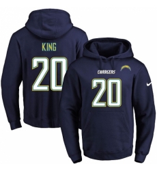 NFL Mens Nike Los Angeles Chargers 20 Desmond King Navy Blue Name Number Pullover Hoodie