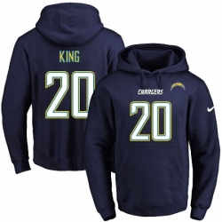 NFL Mens Nike Los Angeles Chargers 20 Desmond King Navy Blue Name Number Pullover Hoodie