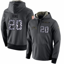 NFL Mens Nike Los Angeles Chargers 20 Desmond King Stitched Black Anthracite Salute to Service Player Performance Hoodie