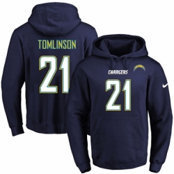 NFL Mens Nike Los Angeles Chargers 21 LaDainian Tomlinson Navy Blue Name Number Pullover Hoodie