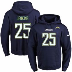 NFL Mens Nike Los Angeles Chargers 25 Rayshawn Jenkins Navy Blue Name Number Pullover Hoodie