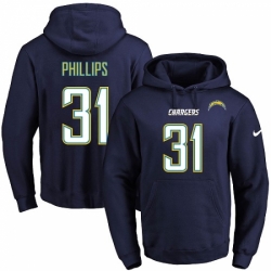 NFL Mens Nike Los Angeles Chargers 31 Adrian Phillips Navy Blue Name Number Pullover Hoodie