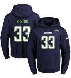 NFL Mens Nike Los Angeles Chargers 33 Tre Boston Navy Blue Name Number Pullover Hoodie