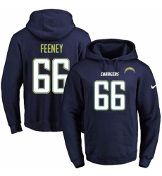 NFL Mens Nike Los Angeles Chargers 66 Dan Feeney Navy Blue Name Number Pullover Hoodie