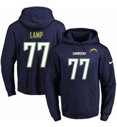 NFL Mens Nike Los Angeles Chargers 77 Forrest Lamp Navy Blue Name Number Pullover Hoodie