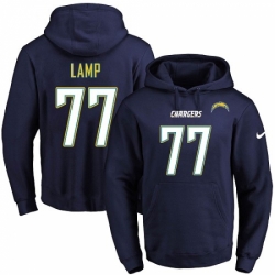 NFL Mens Nike Los Angeles Chargers 77 Forrest Lamp Navy Blue Name Number Pullover Hoodie