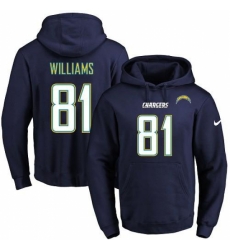 NFL Mens Nike Los Angeles Chargers 81 Mike Williams Navy Blue Name Number Pullover Hoodie