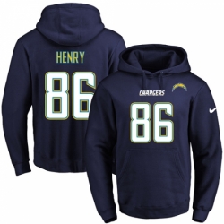 NFL Mens Nike Los Angeles Chargers 86 Hunter Henry Navy Blue Name Number Pullover Hoodie