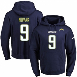 NFL Mens Nike Los Angeles Chargers 9 Nick Novak Navy Blue Name Number Pullover Hoodie