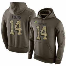 NFL Nike Los Angeles Chargers 14 Dan Fouts Green Salute To Service Mens Pullover Hoodie