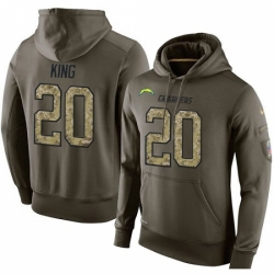 NFL Nike Los Angeles Chargers 20 Desmond King Green Salute To Service Mens Pullover Hoodie