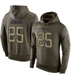 NFL Nike Los Angeles Chargers 25 Rayshawn Jenkins Green Salute To Service Mens Pullover Hoodie