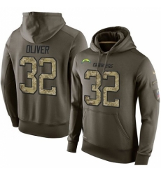NFL Nike Los Angeles Chargers 32 Branden Oliver Green Salute To Service Mens Pullover Hoodie